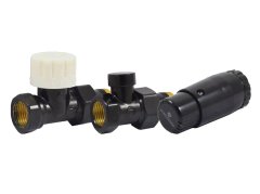 Комплект подключения SCHLOSSER STANDARD MINI 1/2 прямой, Ral 9005, с термоголовкой MINI М30х1,5