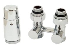 Комплект узла нижнего подкл SCHLOSSER прямой STANDARD 3/4 (хром) с термоголовкой М30х1,5, ниппеля 1/2Х3/4