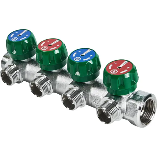 Коллектор регулирующий Stout на 4 отвода 3/4"x1/2" латунь SMB-6850-341204