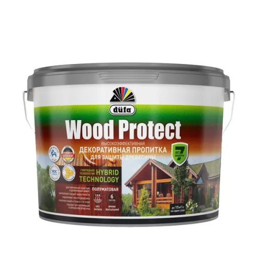 Пропитка для дерева Dufa Wood Protect полуматовая орех 9 л