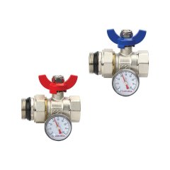 Кран шаровой VARMEGA, НР-ВР 1x3/4, с разъемным соединением, с термометром, комплект_2 шт