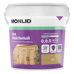 Лак для мебели акриловый MONLID цвет дуб полуглянцевый 0.9 л
