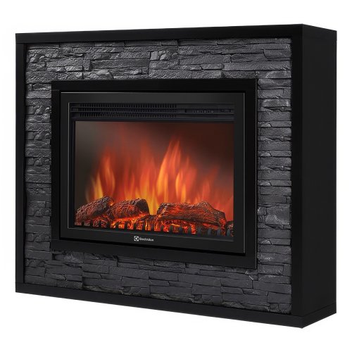 Портал Firelight Loft 30 камень черный, черная эмаль