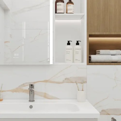 Глазурованный керамогранит Ceradim Calacatta Goddes 120x60 см 1.44 м² полированный цвет золотой
