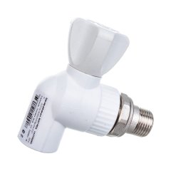 Кран Lammin шаровый PPR радиат. угл. 20 х 1/2 PREMIUM 50/10, белый