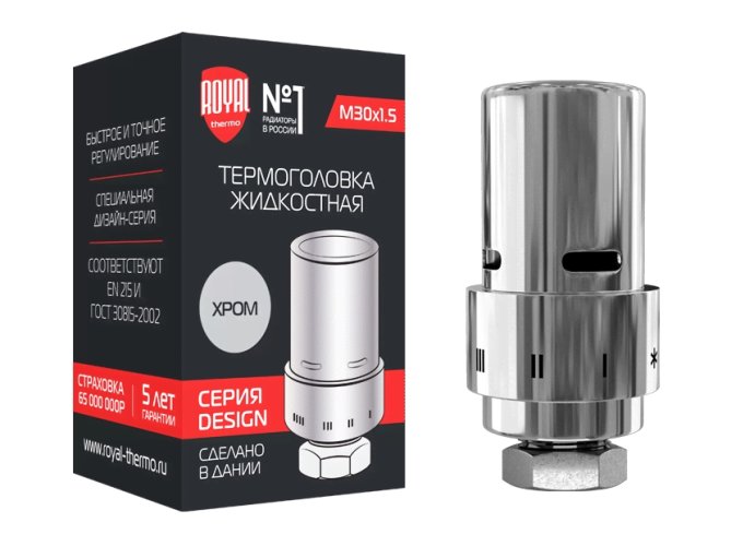 Термоголовка жидкостная Royal Thermo Design М30х1,5 (хром) RTE 07.0006M