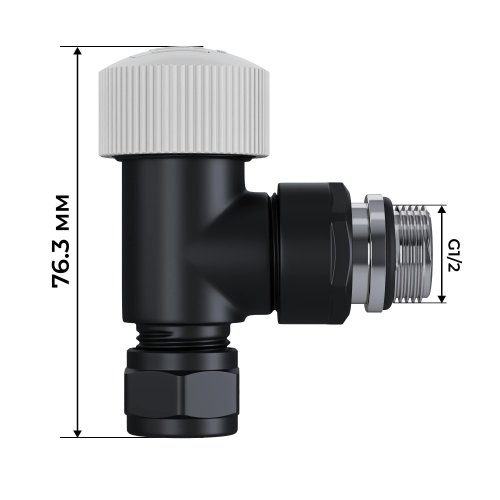 Набор термостатический угловой Royal Thermo Design Pro 15мм М30х1,5 (Черный)