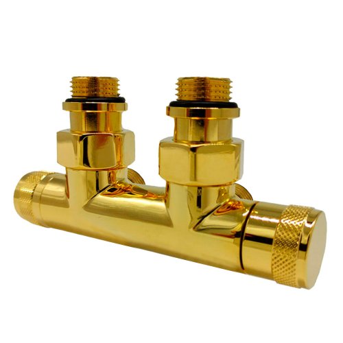 Узел угловой SR Rubinetterie Tondera 50 мм, запорный 1/2”x3/4” Е, цвет золото