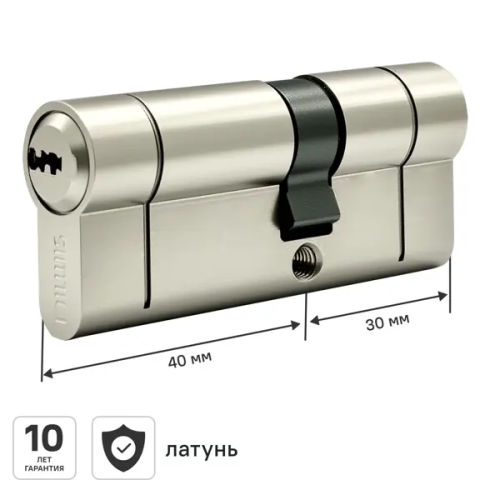 Цилиндр для замка DILWIS L3 30x40 мм ключ-ключ цвет никель