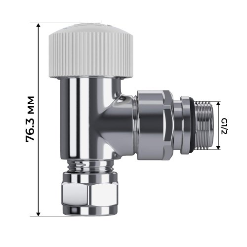 Набор термостатический угловой Royal Thermo Design Pro 15мм М30х1,5 (Хром)