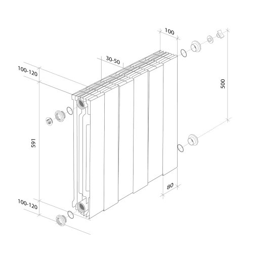 Радиатор Royal Thermo PianoForte 500 Bianco Traffico - 8 секц.